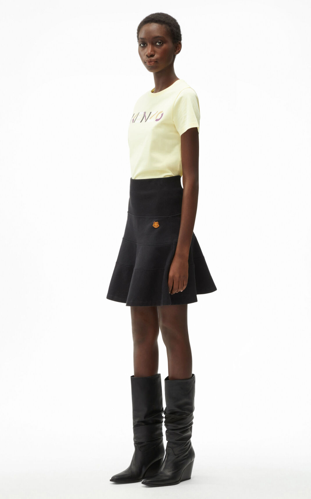 Kenzo Frilled Mini Skirt Black For Womens 1850DFVZE
